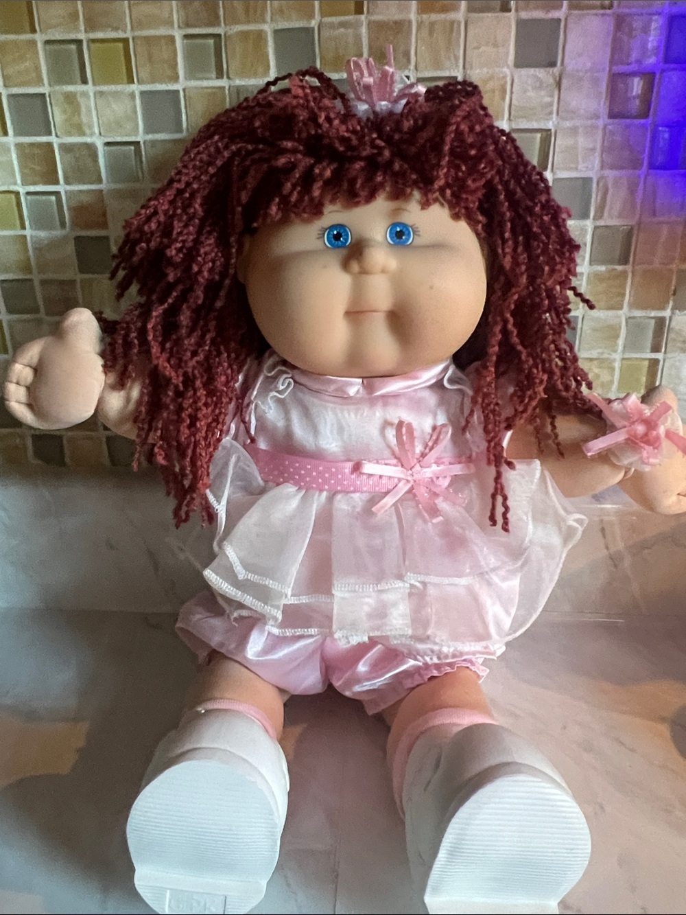 Soft Pink Cabbage Patch Style Doll with Yarn Hair